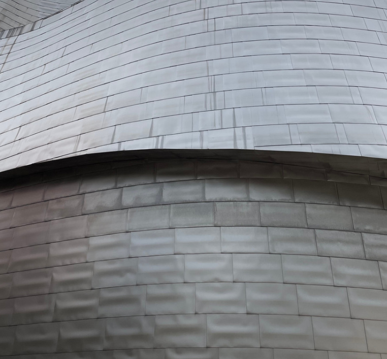 Fotografía detalle de la fachada del museo Guggenheim en Bilbao (España)